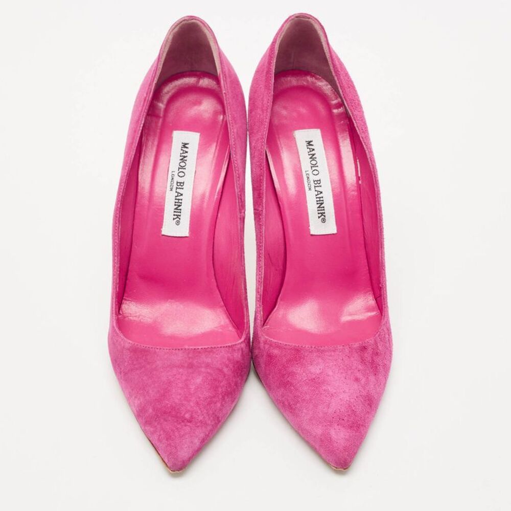 Manolo Blahnik Pink Suede Bb Pointed Toe Pumps Size 39 - Picture 3 of 7